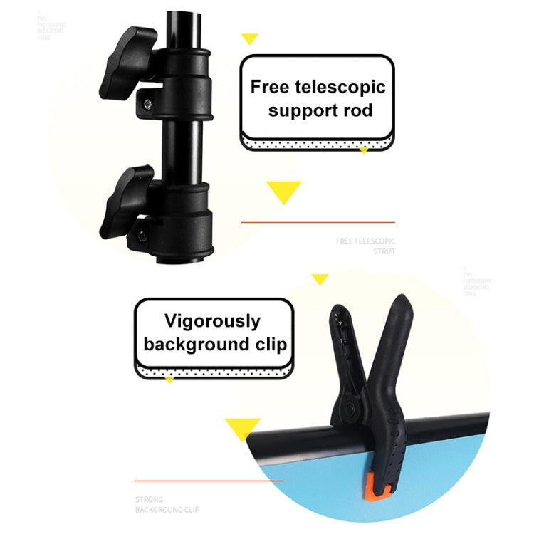 70x200cm T-Shape Photo Studio Background Support Stand Backdrop Crossbar Bracket Kit with Clips, No Backdrop - Support Stands by buy2fix | Online Shopping UK | buy2fix