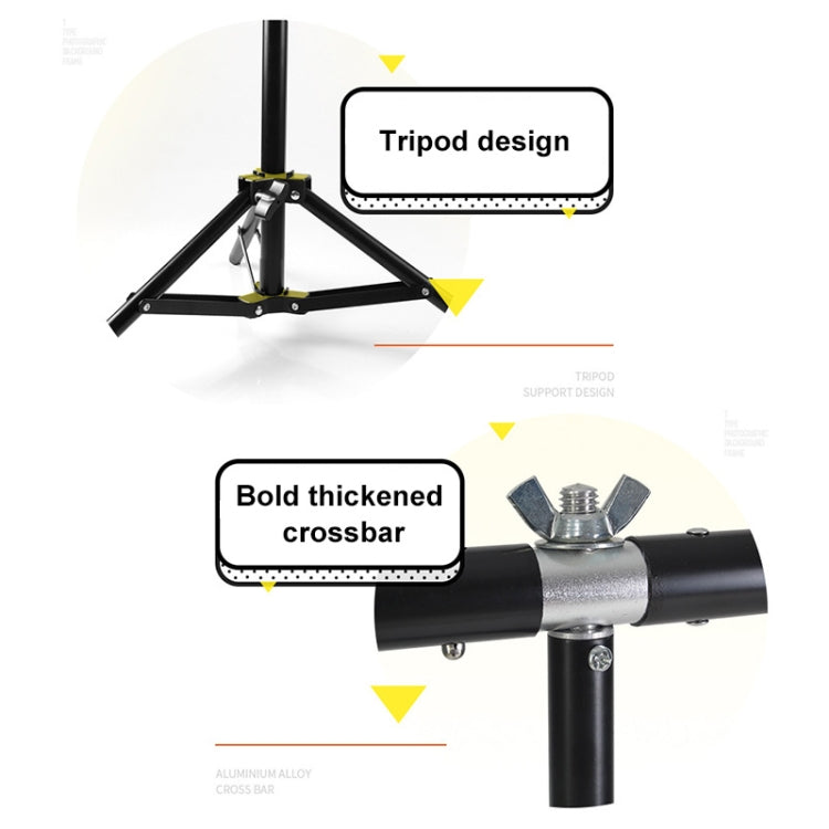 70x200cm T-Shape Photo Studio Background Support Stand Backdrop Crossbar Bracket Kit with Clips, No Backdrop - Support Stands by buy2fix | Online Shopping UK | buy2fix