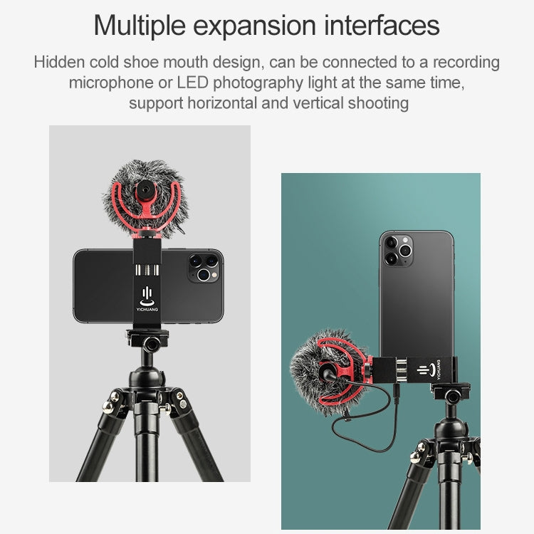YICHUANG JH-01 Aluminum Alloy Phone Tripod Clip Holder Clamp Adapter for 65-95cm by YICHUANG