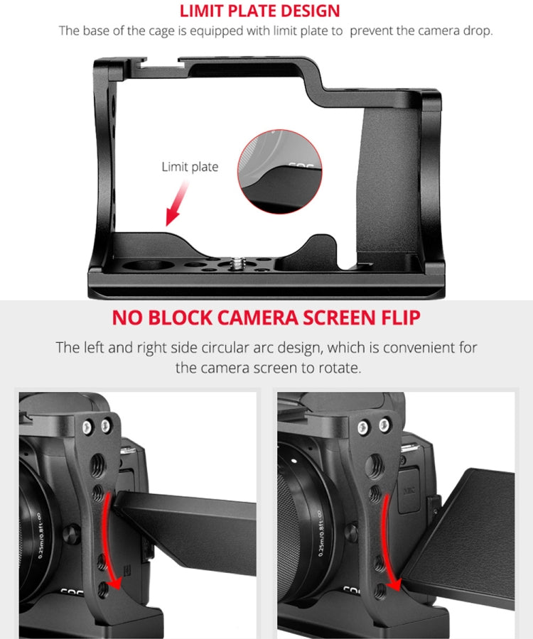 YELANGU C14-A YLG0714A-A Video Camera Cage Stabilizer for Canon EOS M50 (Black) - Camera Cage by YELANGU | Online Shopping UK | buy2fix