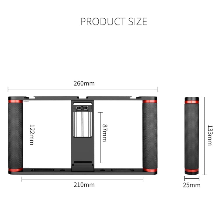 YELANGU PC05 YLG0909B Vlogging Live Broadcast Smartphone Metal Cage Video Rig Filmmaking Recording Handle Stabilizer Bracket for iPhone, Galaxy, Huawei, Xiaomi, HTC, LG, Google, and Other Smartphones(Black) by YELANGU