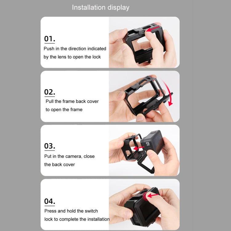 For GoPro HERO10 Black / HERO9 Black ABS Plastic Border Frame Mount Protective Case with Buckle Basic Mount & Screw (Black) - Protective Frame by buy2fix | Online Shopping UK | buy2fix