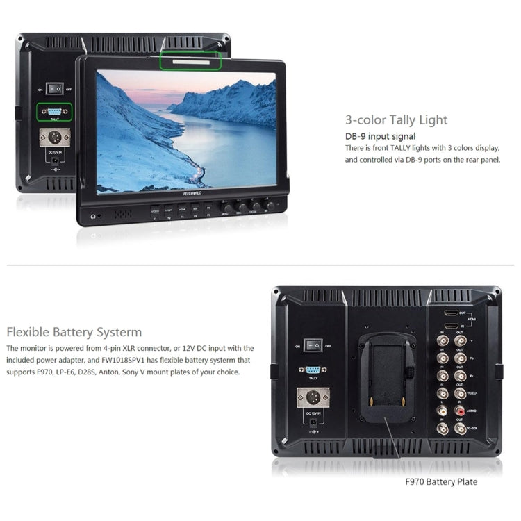 FEELWORLD FW1018SPV1 1920x1200 10.1 inch IPS Screen HD Color LCD Director Camera Field Monitor - On-camera Monitors by FEELWORLD | Online Shopping UK | buy2fix