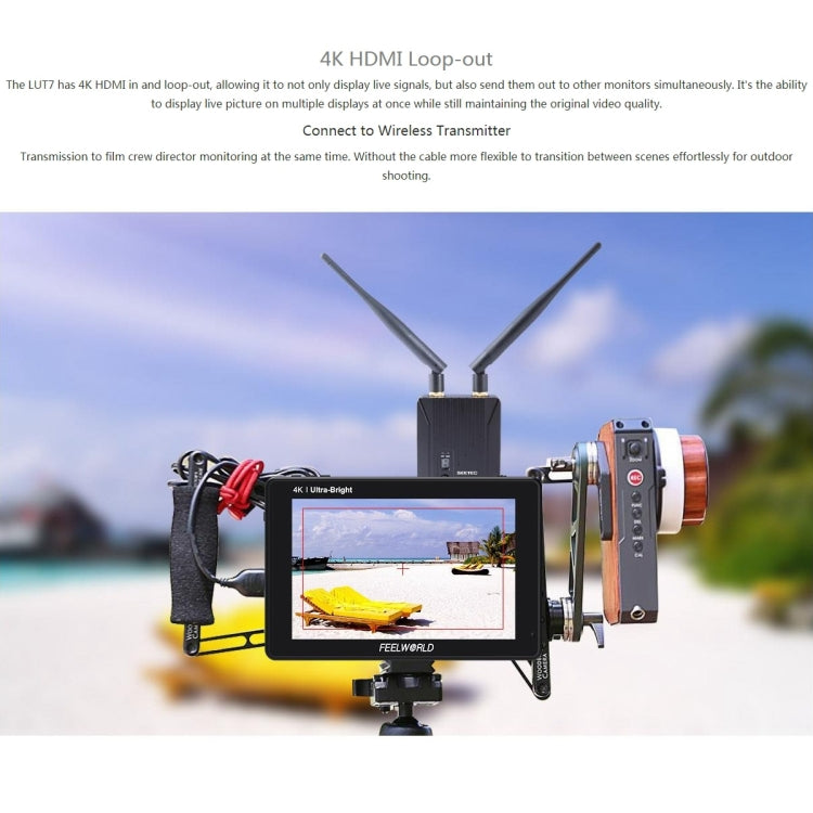 FEELWORLD LUT7 1920x1200 2200 nits 7 inch IPS Screen HDMI 4K Touch Screen Camera Field Monitor - On-camera Monitors by FEELWORLD | Online Shopping UK | buy2fix