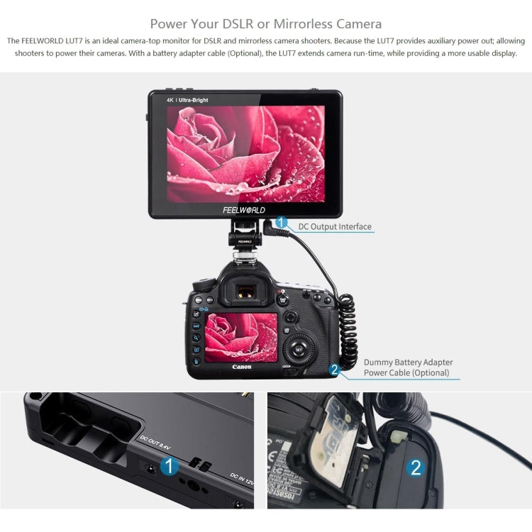 FEELWORLD LUT7 1920x1200 2200 nits 7 inch IPS Screen HDMI 4K Touch Screen Camera Field Monitor - On-camera Monitors by FEELWORLD | Online Shopping UK | buy2fix