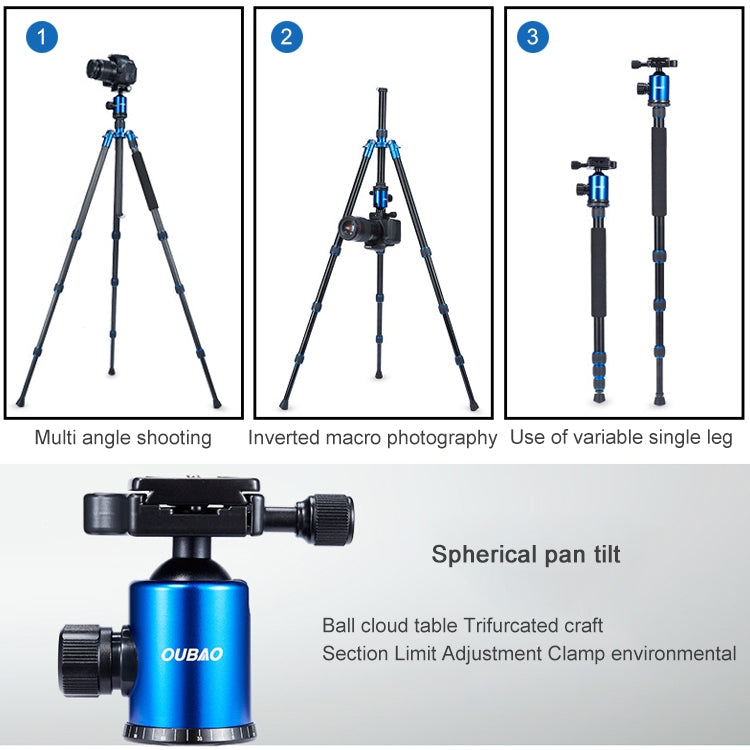TRIOPO Oubao A-688 Adjustable Portable Aluminum Alloy Tripod with Ball Head for SLR Camera - Tripods by TRIOPO | Online Shopping UK | buy2fix