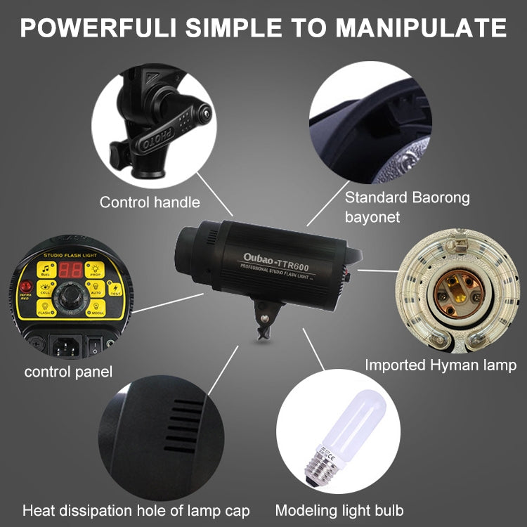 TRIOPO Oubao TTR600W Studio Flash with E27 150W Light Bulb - Shoe Mount Flashes by TRIOPO | Online Shopping UK | buy2fix