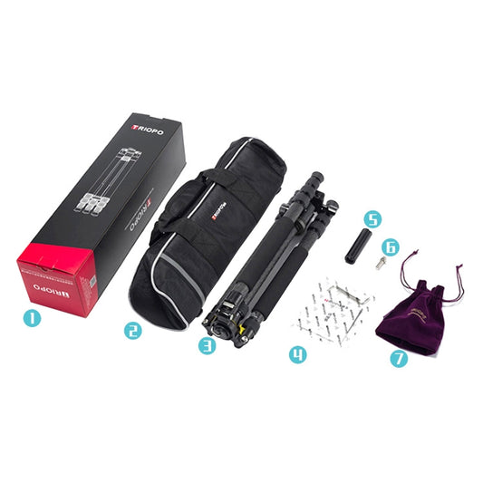 TRIOPO 853 Adjustable Portable Carbon Fiber Tripod with D2-A Ball Head for SLR Camera by TRIOPO