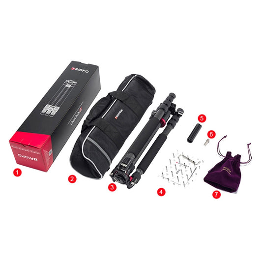 TRIOPO 888 Adjustable Portable Carbon Fiber Tripod with Q-2 Ball Head for SLR Camera, Pipe diameter: 28cm by TRIOPO