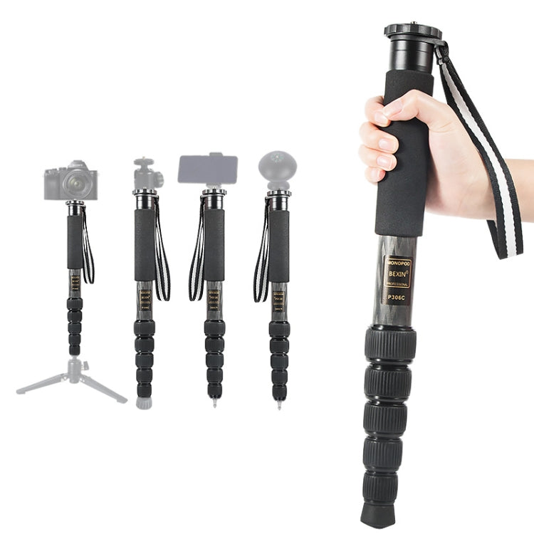 BEXIN P306C Portable Travel Outdoor DSLR Camera Carbon Fiber Monopod Holder (Black) - Monopods by BEXIN | Online Shopping UK | buy2fix