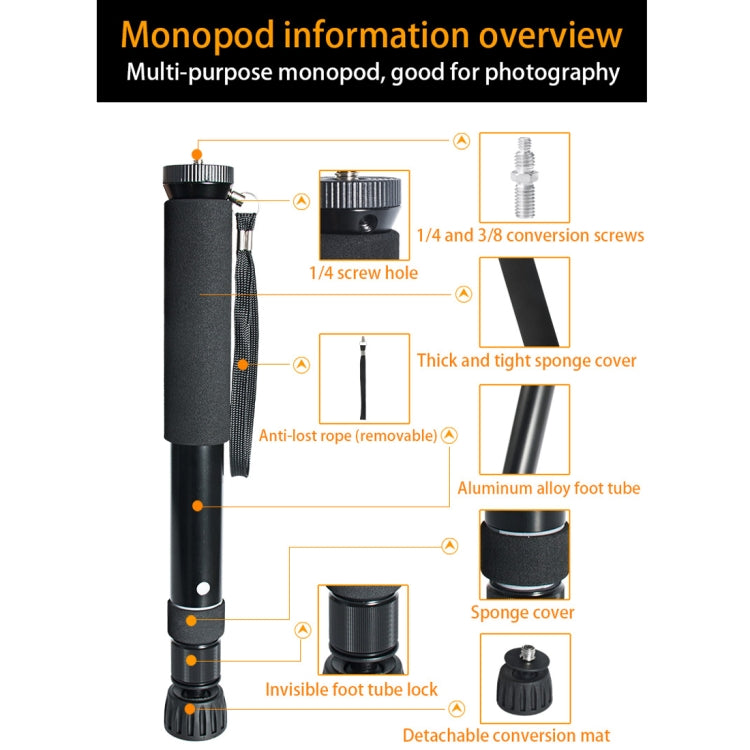 BEXIN P308B Portable Travel Outdoor DSLR Camera Aluminum Alloy Monopod Holder (Black) - Monopods by BEXIN | Online Shopping UK | buy2fix