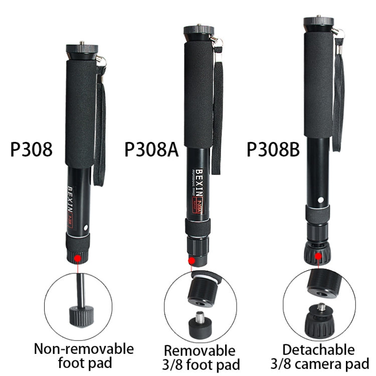 BEXIN P308B Portable Travel Outdoor DSLR Camera Aluminum Alloy Monopod Holder (Black) - Monopods by BEXIN | Online Shopping UK | buy2fix