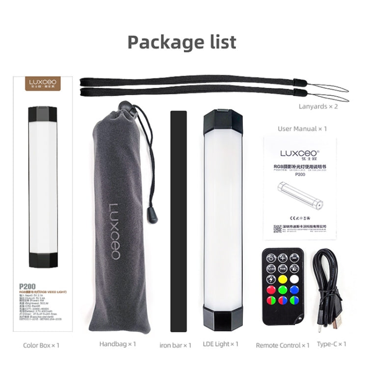 LUXCeO RGB Colorful Photo LED Stick Video Light APP Control Adjustable Color Temperature Waterproof Handheld LED Fill Light with Remote Control(Black) - by LUXCeO | Online Shopping UK | buy2fix