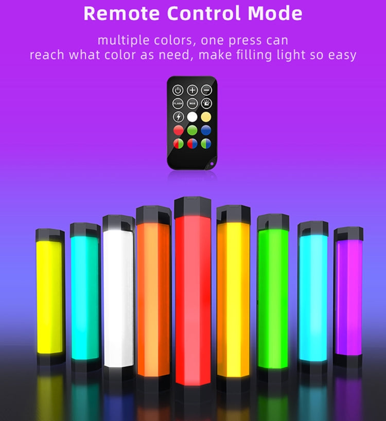 LUXCeO RGB Colorful Photo LED Stick Video Light APP Control Adjustable Color Temperature Waterproof Handheld LED Fill Light with Remote Control(Black) - by LUXCeO | Online Shopping UK | buy2fix