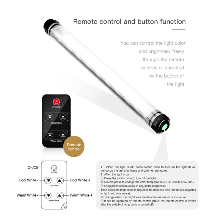 LUXCeO P7 Dual Color Temperature Photo LED Stick Video Light Waterproof Handheld LED Fill Light with Remote Control - by LUXCeO | Online Shopping UK | buy2fix