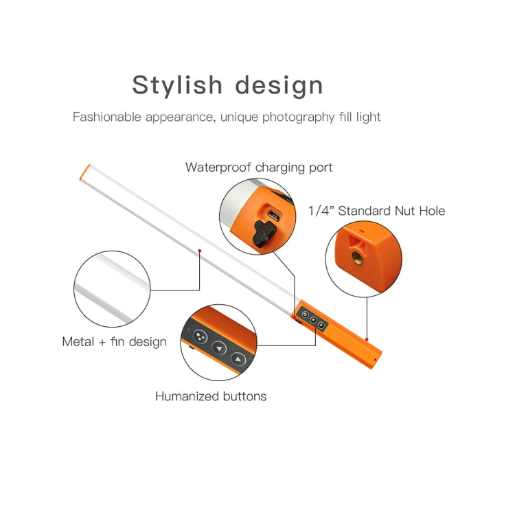 LUXCeO Q508D Dual Color Temperature Photo LED Stick Video Light Handheld LED Fill Light Flash Lighting Lamp(Orange) - by LUXCeO | Online Shopping UK | buy2fix