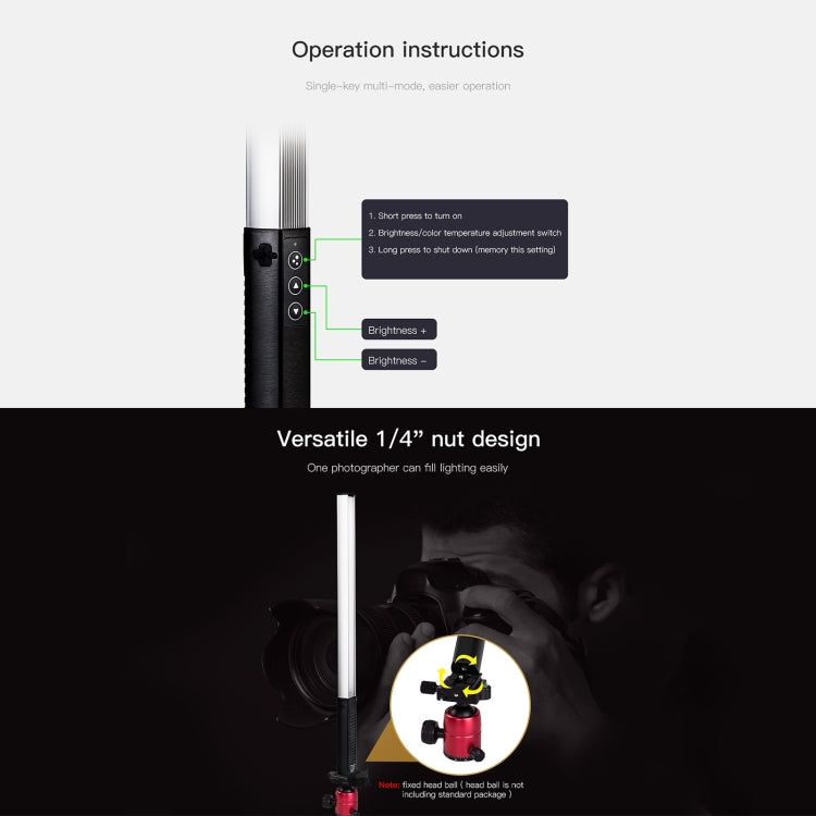 LUXCeO Q508S Dual Color Temperature 1000LM Photo LED Stick Video Light Handheld LED Fill Light Flash Lighting Lamp (Black) - by LUXCeO | Online Shopping UK | buy2fix