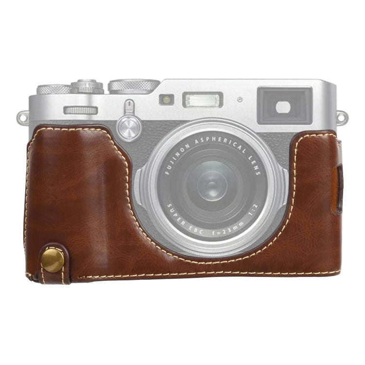 1/4 inch Thread PU Leather Camera Half Case Base for FUJIFILM X100V (Coffee) - Half Case by buy2fix | Online Shopping UK | buy2fix