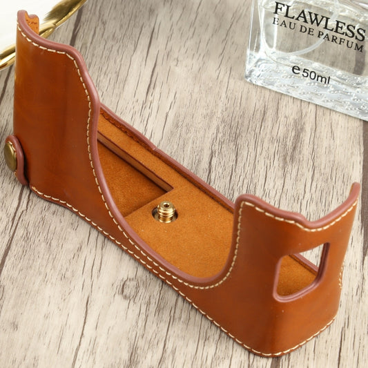 1/4 inch Thread PU Leather Camera Half Case Base for FUJIFILM X100V (Brown) - Half Case by buy2fix | Online Shopping UK | buy2fix