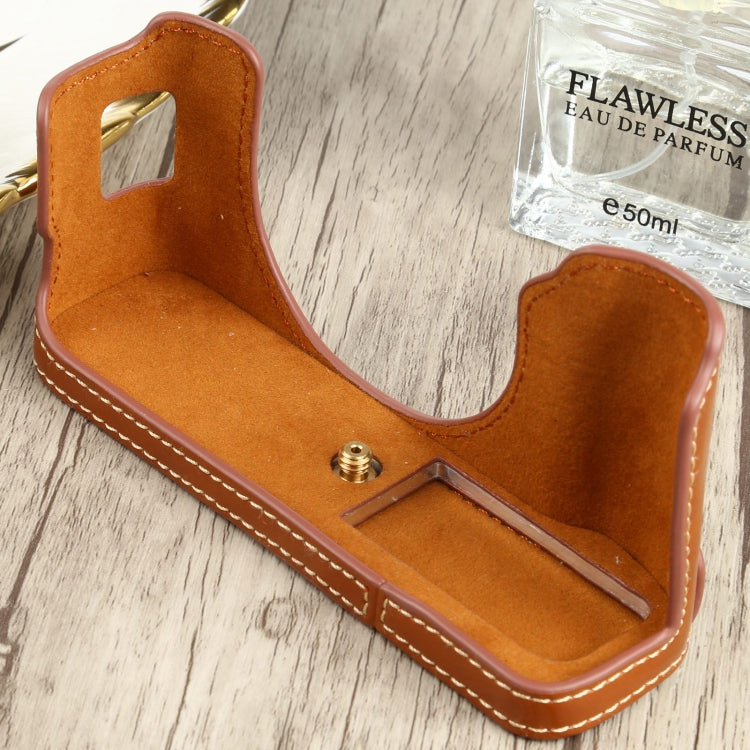 1/4 inch Thread PU Leather Camera Half Case Base for FUJIFILM X100V (Brown) - Half Case by buy2fix | Online Shopping UK | buy2fix
