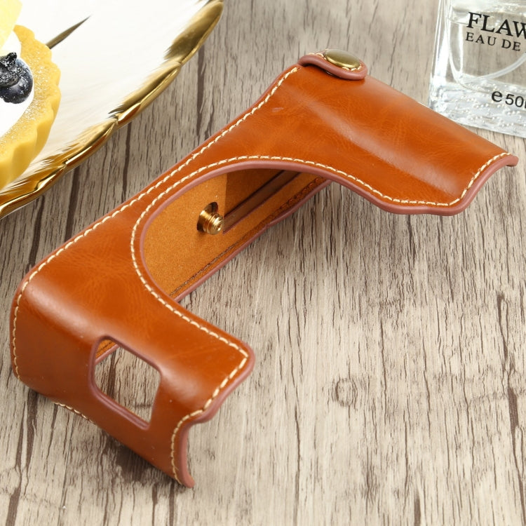 1/4 inch Thread PU Leather Camera Half Case Base for FUJIFILM X100V (Brown) - Half Case by buy2fix | Online Shopping UK | buy2fix
