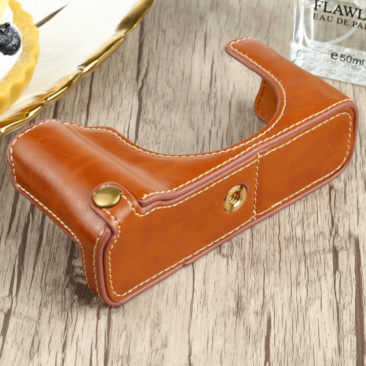 1/4 inch Thread PU Leather Camera Half Case Base for FUJIFILM X100V (Brown) - Half Case by buy2fix | Online Shopping UK | buy2fix