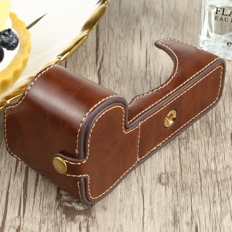 1/4 inch Thread PU Leather Camera Half Case Base for FUJIFILM X-S10 (Coffee) by buy2fix