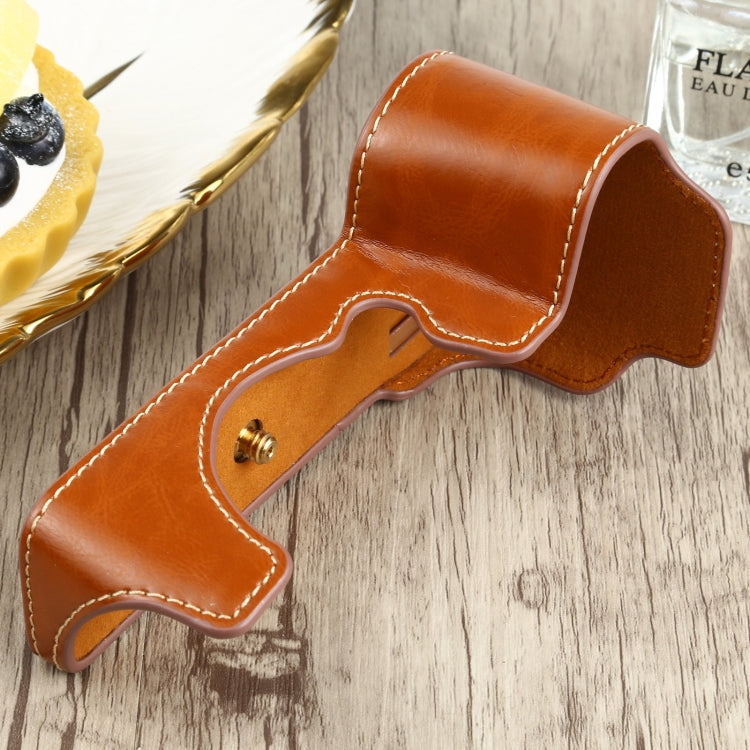 1/4 inch Thread PU Leather Camera Half Case Base for FUJIFILM X-S10 (Brown) - Half Case by buy2fix | Online Shopping UK | buy2fix