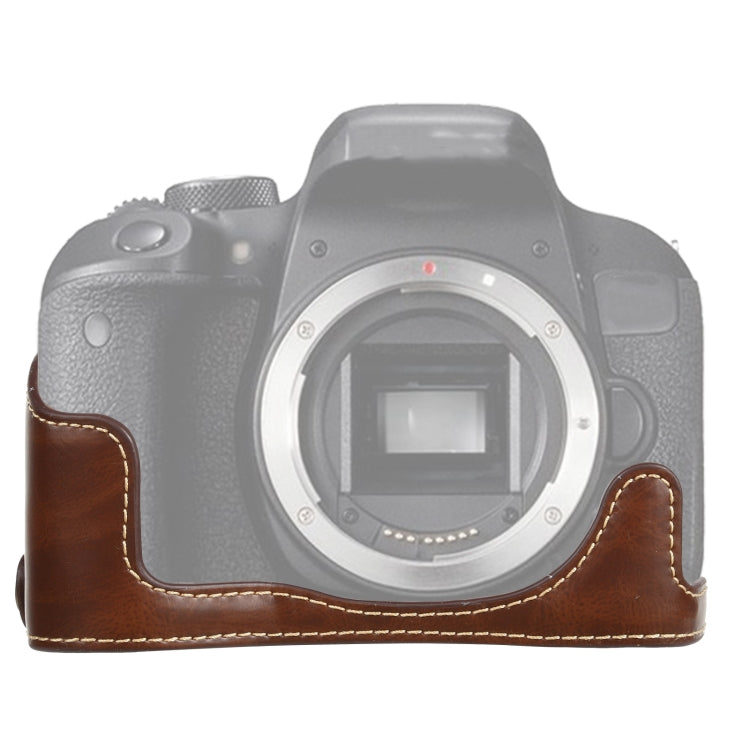 1/4 inch Thread PU Leather Camera Half Case Base for Canon EOS 77D / 800D(Coffee) - Half Case by buy2fix | Online Shopping UK | buy2fix