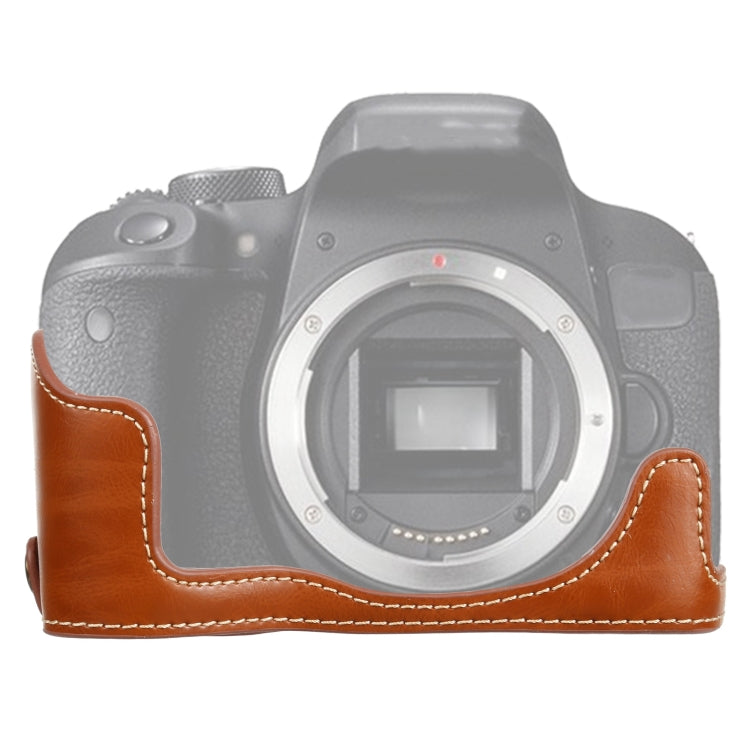 1/4 inch Thread PU Leather Camera Half Case Base for Canon EOS 77D / 800D(Brown) - Half Case by buy2fix | Online Shopping UK | buy2fix