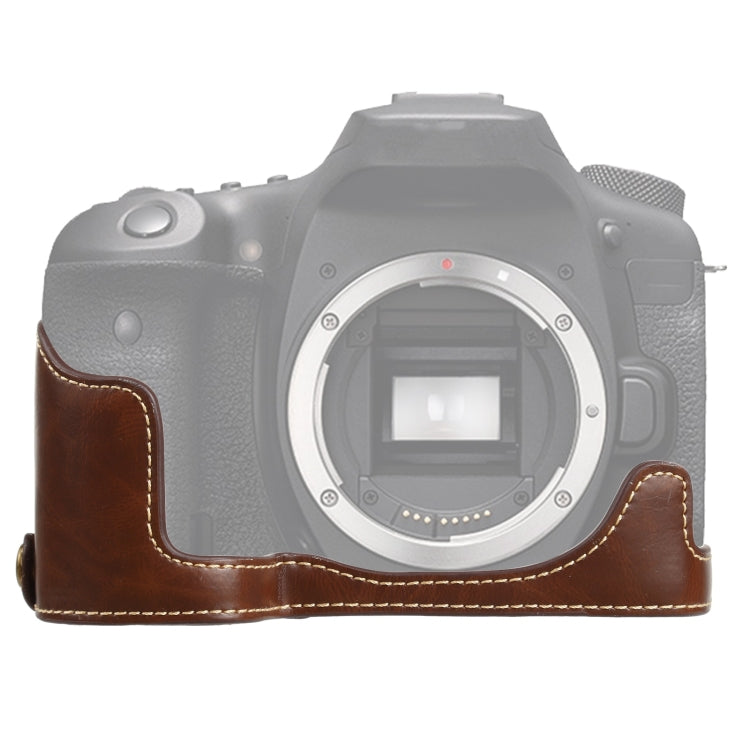 1/4 inch Thread PU Leather Camera Half Case Base for Canon EOS 90D (Coffee) - Half Case by buy2fix | Online Shopping UK | buy2fix