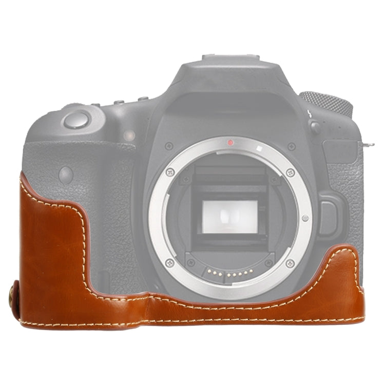 1/4 inch Thread PU Leather Camera Half Case Base for Canon EOS 90D (Brown) - Half Case by buy2fix | Online Shopping UK | buy2fix