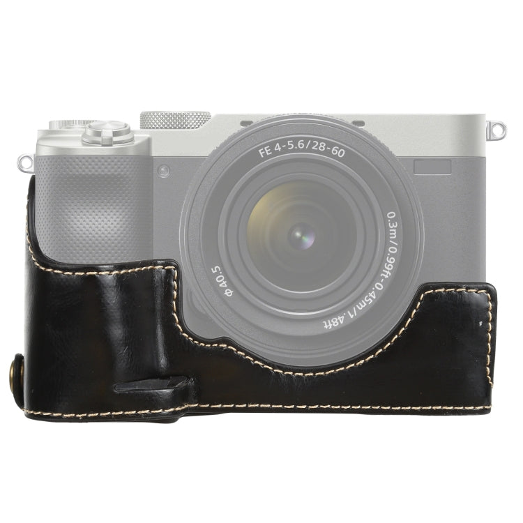 1/4 inch Thread PU Leather Camera Half Case Base for Sony ILCE-7C/A7C (Black) - Half Case by buy2fix | Online Shopping UK | buy2fix