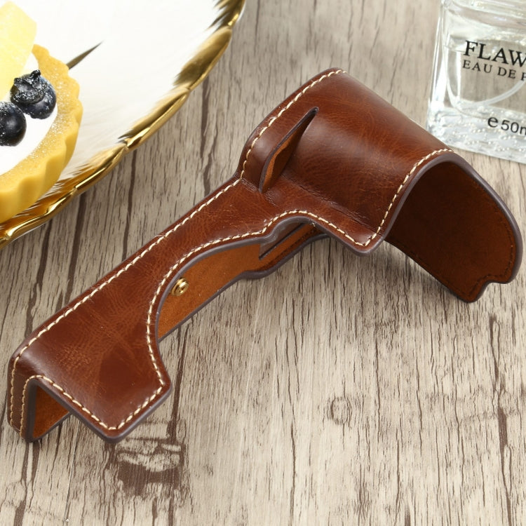 1/4 inch Thread PU Leather Camera Half Case Base for Sony ILCE-7C/A7C (Coffee) - Half Case by buy2fix | Online Shopping UK | buy2fix