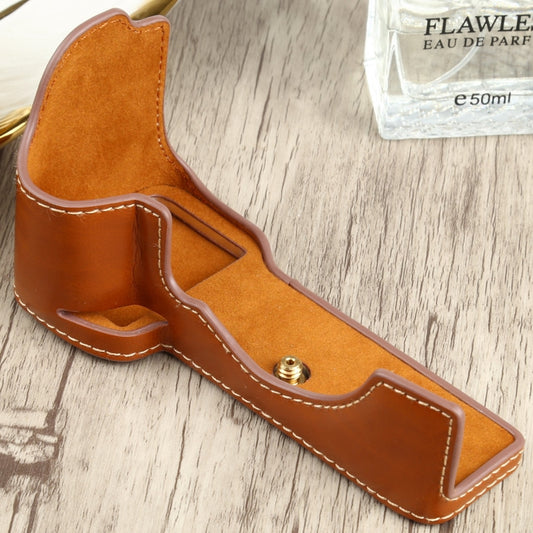 1/4 inch Thread PU Leather Camera Half Case Base for Sony ILCE-7C/A7C (Brown) - Half Case by buy2fix | Online Shopping UK | buy2fix