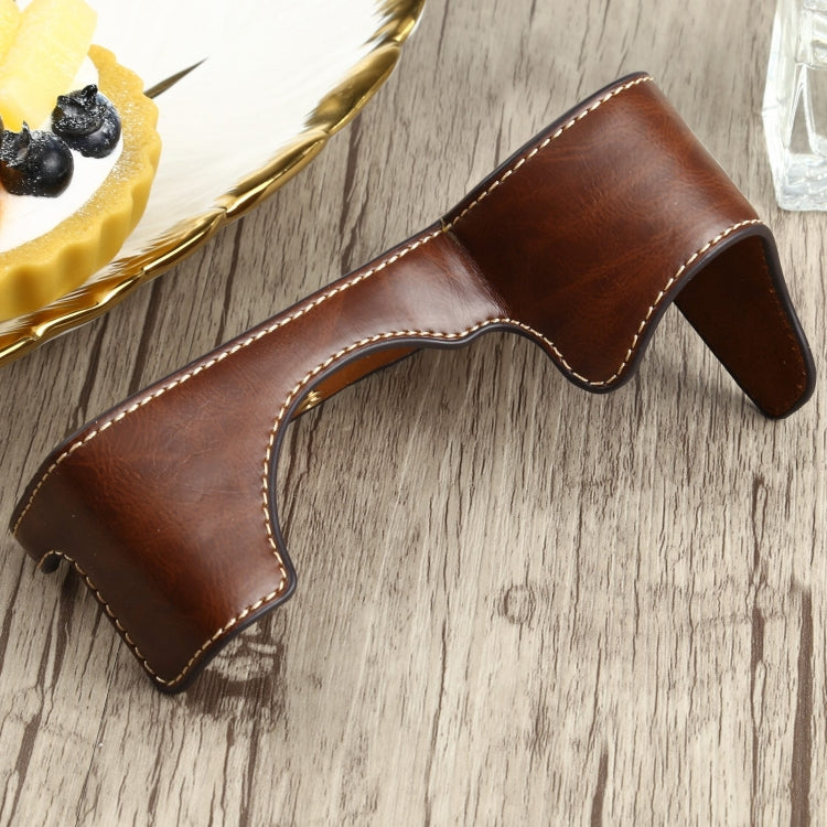 1/4 inch Thread PU Leather Camera Half Case Base for Sony ILCE-7RM4 / A7RM4 / A7R IV (Coffee) - Half Case by buy2fix | Online Shopping UK | buy2fix