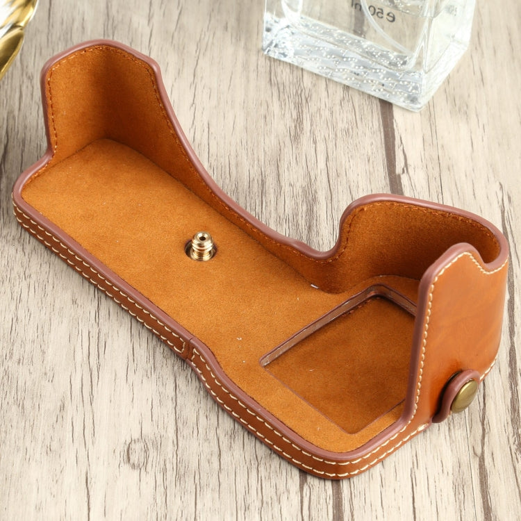 1/4 inch Thread PU Leather Camera Half Case Base for Sony ILCE-7RM4 / A7RM4 / A7R IV (Brown) - Half Case by buy2fix | Online Shopping UK | buy2fix