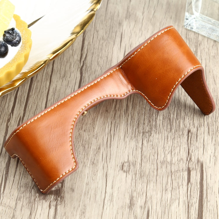 1/4 inch Thread PU Leather Camera Half Case Base for Sony ILCE-7RM4 / A7RM4 / A7R IV (Brown) - Half Case by buy2fix | Online Shopping UK | buy2fix