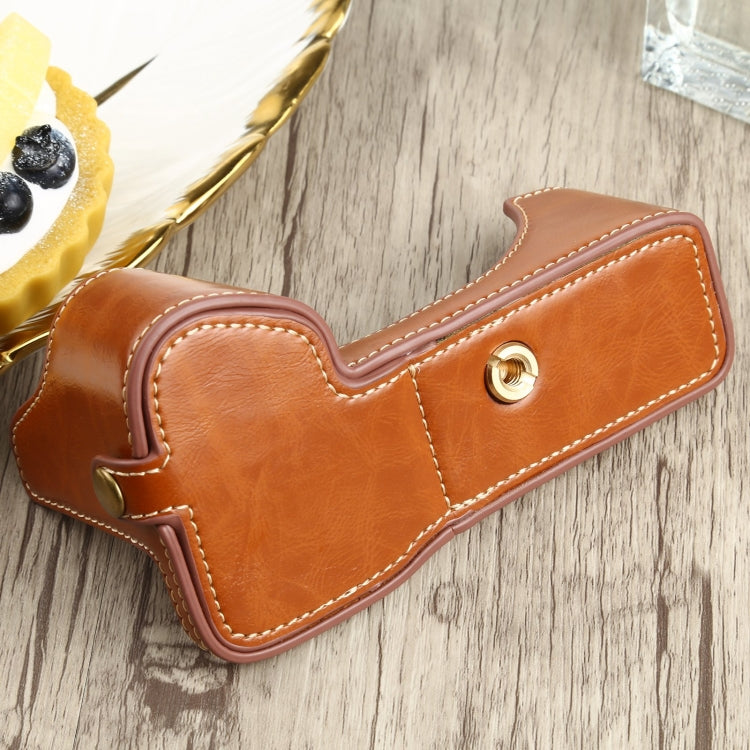 1/4 inch Thread PU Leather Camera Half Case Base for Sony ILCE-7RM4 / A7RM4 / A7R IV (Brown) - Half Case by buy2fix | Online Shopping UK | buy2fix