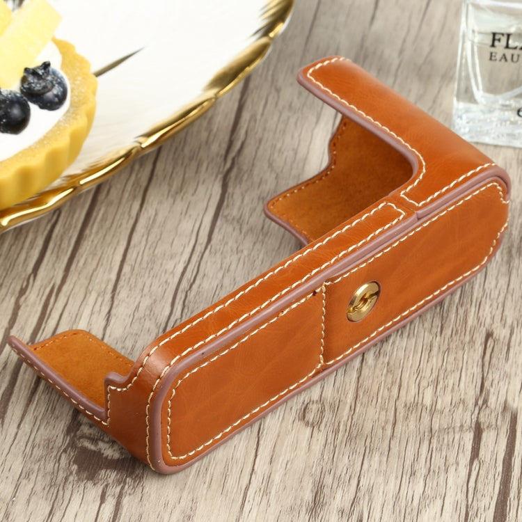 1/4 inch Thread PU Leather Camera Half Case Base for FUJIFILM XE4 (Brown) - Half Case by buy2fix | Online Shopping UK | buy2fix