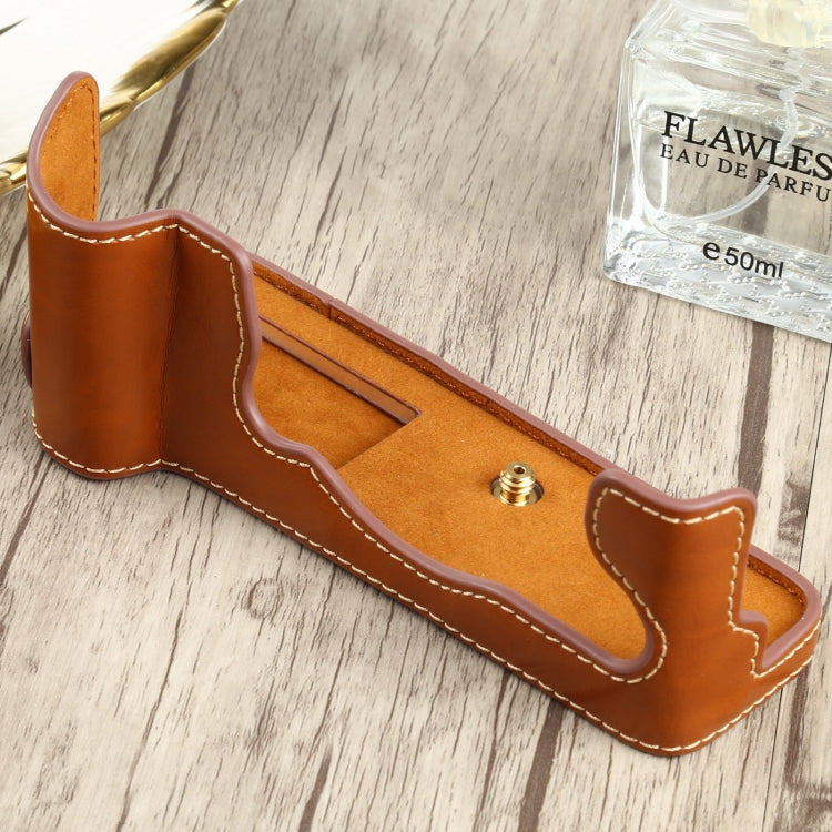 1/4 inch Thread PU Leather Camera Half Case Base for FUJIFILM X-T4 (Brown) - Half Case by buy2fix | Online Shopping UK | buy2fix