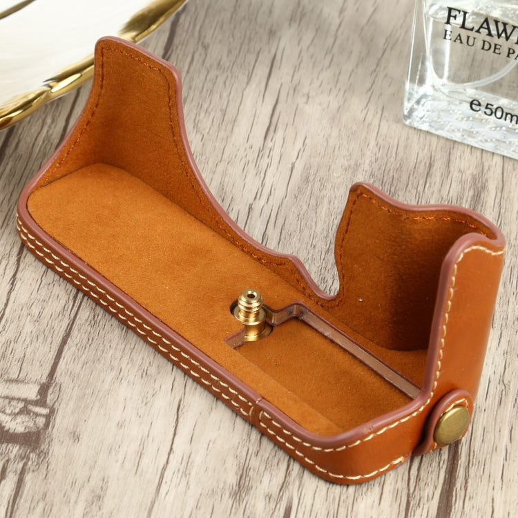 1/4 inch Thread PU Leather Camera Half Case Base for FUJIFILM XT200 (Brown) - Half Case by buy2fix | Online Shopping UK | buy2fix