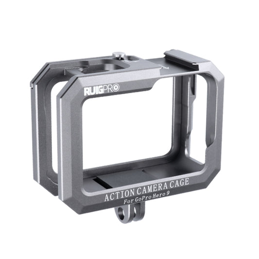 RUIGPRO for GoPro HERO10 Black / HERO9 Black Metal Border Frame Mount Protective Cage with Dual Cold Shoes Base (Silver Grey) by RUIGPRO
