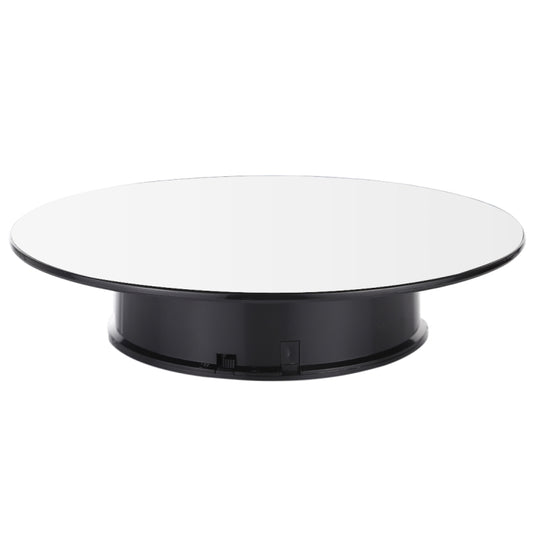 25cm 360 Degree Electric Rotating Mirror Surface Turntable Display Stand Video Shooting Props Turntable for Photography, Load 3kg, Powered by Battery(White + Black) by buy2fix