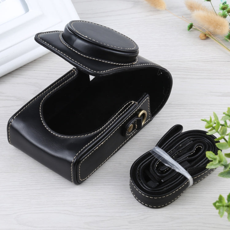 Vertical Flip Full Body Camera PU Leather Case Bag with Strap for Ricoh GR III / GRII, Sony ZV-1 / DSC-RX100M7 / RX100M6 / RX100M5 / RX100M2 (Black) by buy2fix