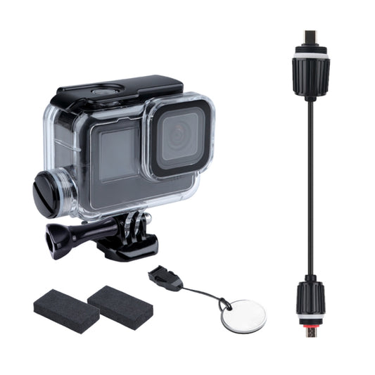 For GoPro HERO10 Black / HERO9 Black 30m Charging Waterproof Housing Case with Buckle Basic Mount & Screw by buy2fix