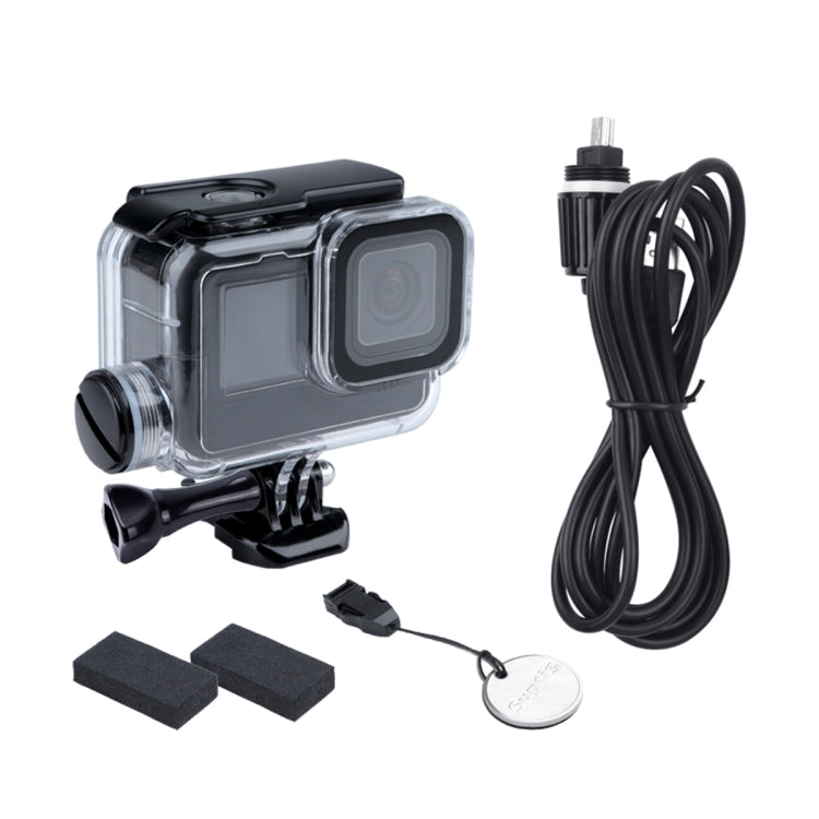 For GoPro HERO10 Black / HERO9 Black 30m Charging Waterproof Housing Case with Buckle Basic Mount & Screw by buy2fix
