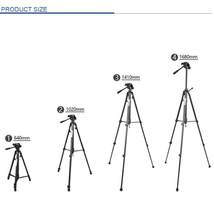 WeiFeng WT-3560 3-Section Folding Legs Live Broadcast Aluminum Alloy Tripod Mount (Black) - Tripods by buy2fix | Online Shopping UK | buy2fix