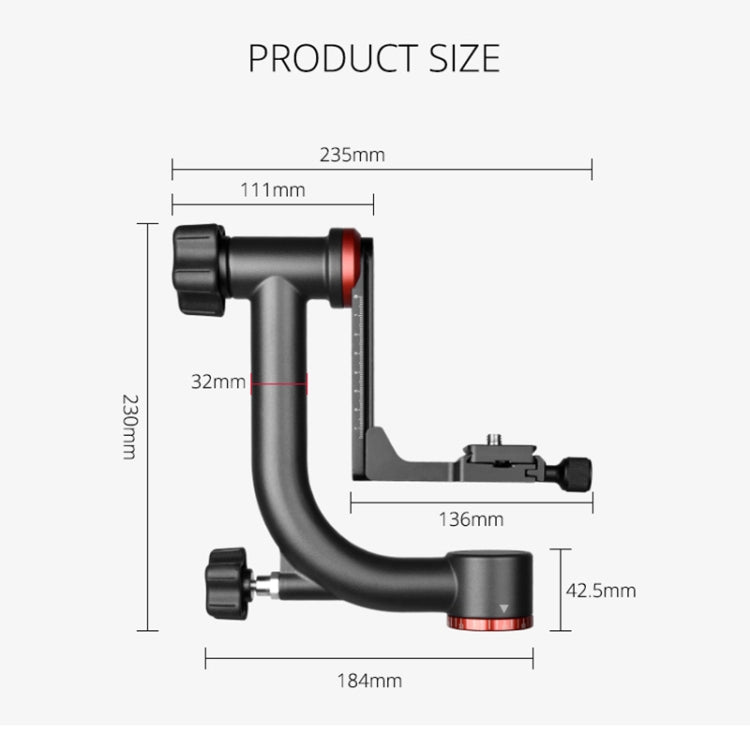 YELANGU A201 360 Degree Horizontal Gimbal Tripod Head for DV and SLR Cameras (Black) - Tripod Heads by YELANGU | Online Shopping UK | buy2fix