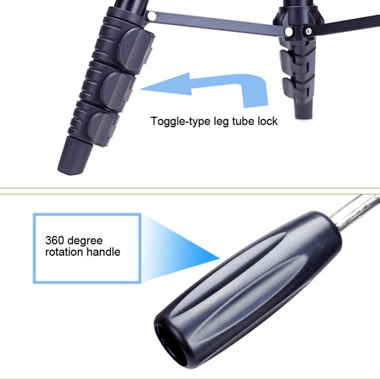 YUNTENG VCT-680RM 4-Section Folding Legs Aluminum Alloy Tripod Mount with Three-Dimensional Tripod Head for DSLR & Digital Camera, Adjustable Height: 46-138cm (Black) by YUNTENG